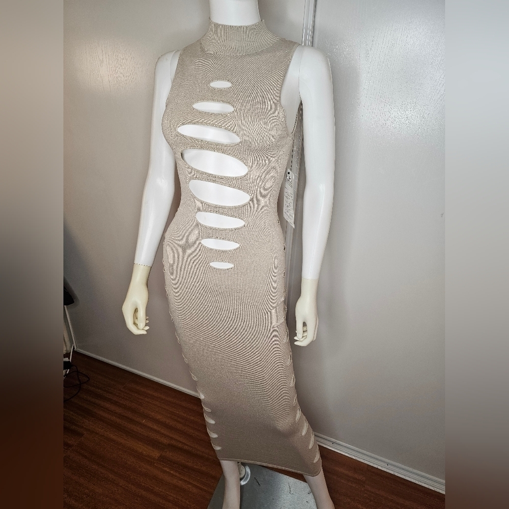 Women's Sexy Cut Out Sleeveless Maxi Dress Bodycon Party Club Long Dress Size S - Picture 7 of 13